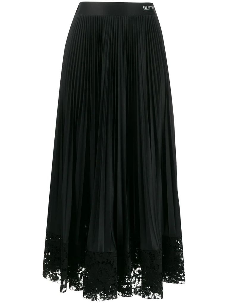 lace trim pleated skirt