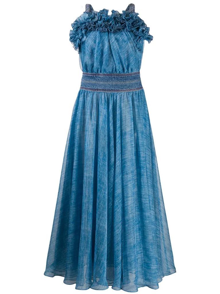 long-line pleated dress