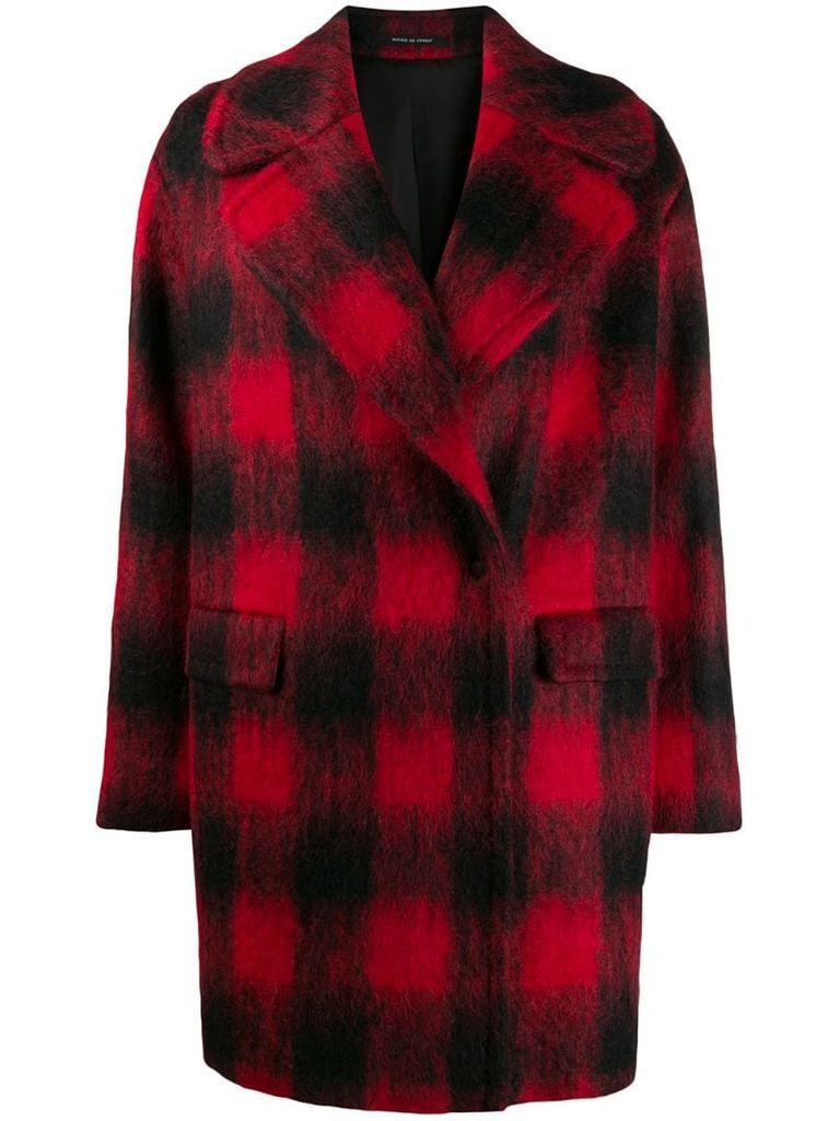 checked cocoon coat