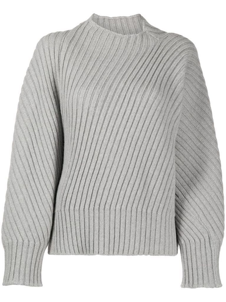 diagonal rib-knit jumper