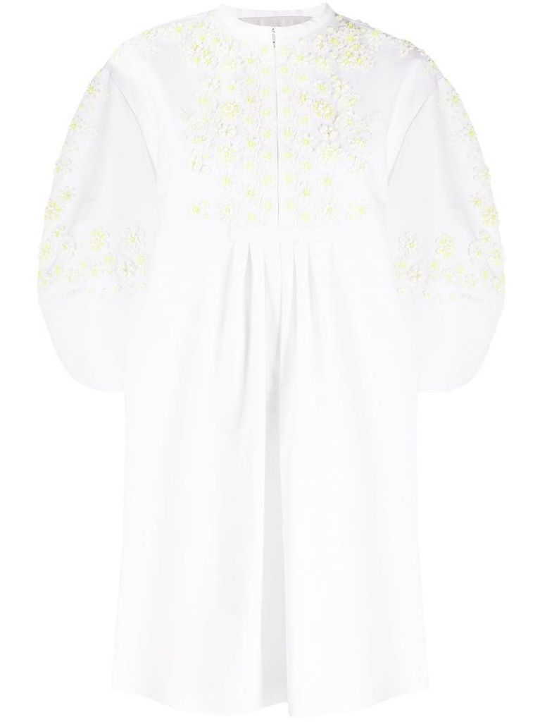 floral embroidery beaded shirt dress