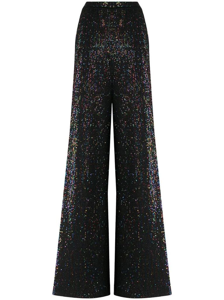 sequined flared trousers