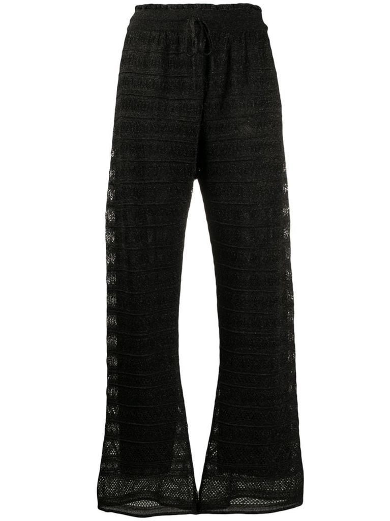 high-rise straight-leg knitted trousers