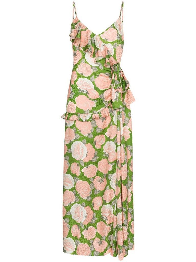floral print ruffled maxi dress