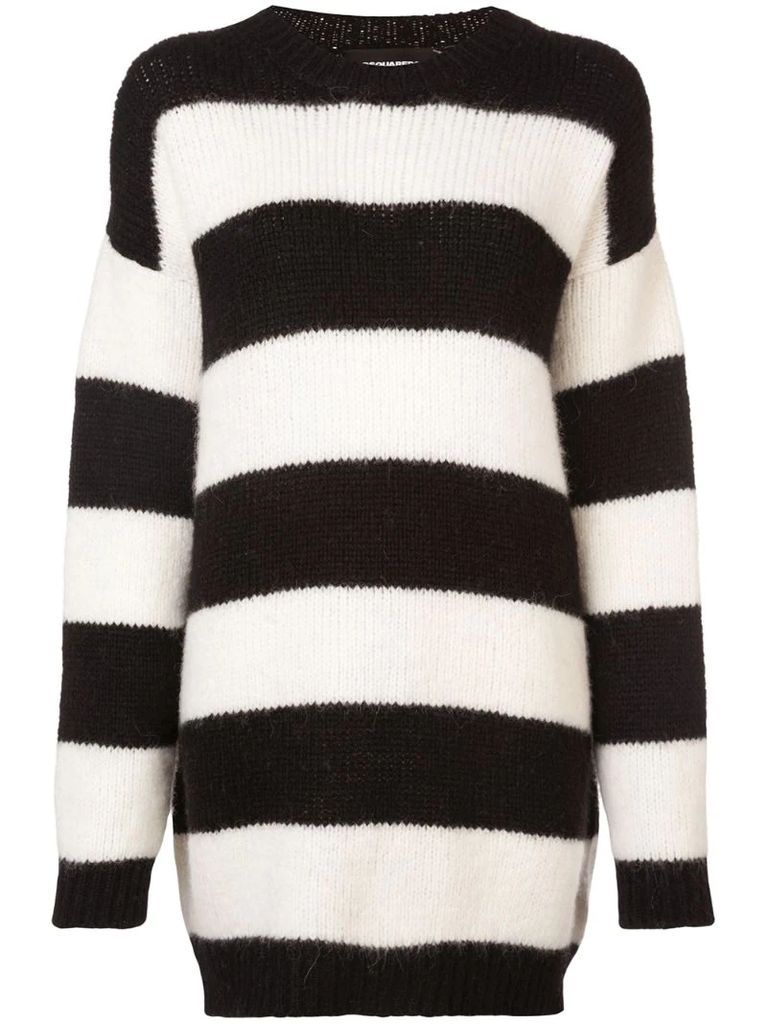 oversized knitted striped sweater