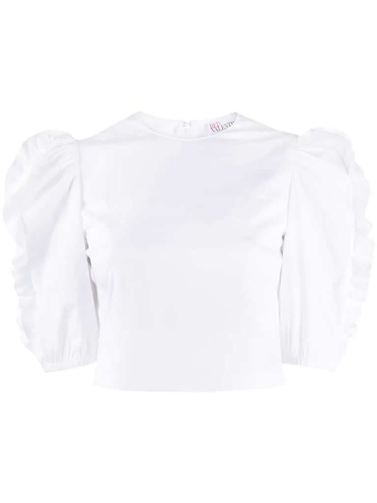puff-sleeve cropped blouse