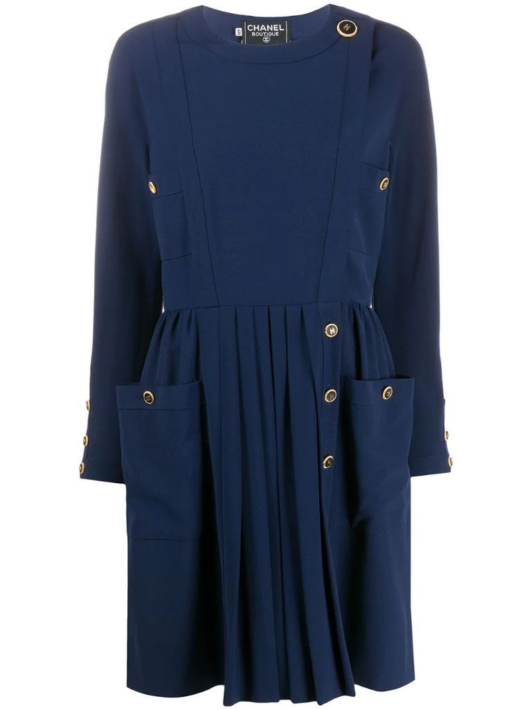 side-buttoned long-sleeved dress