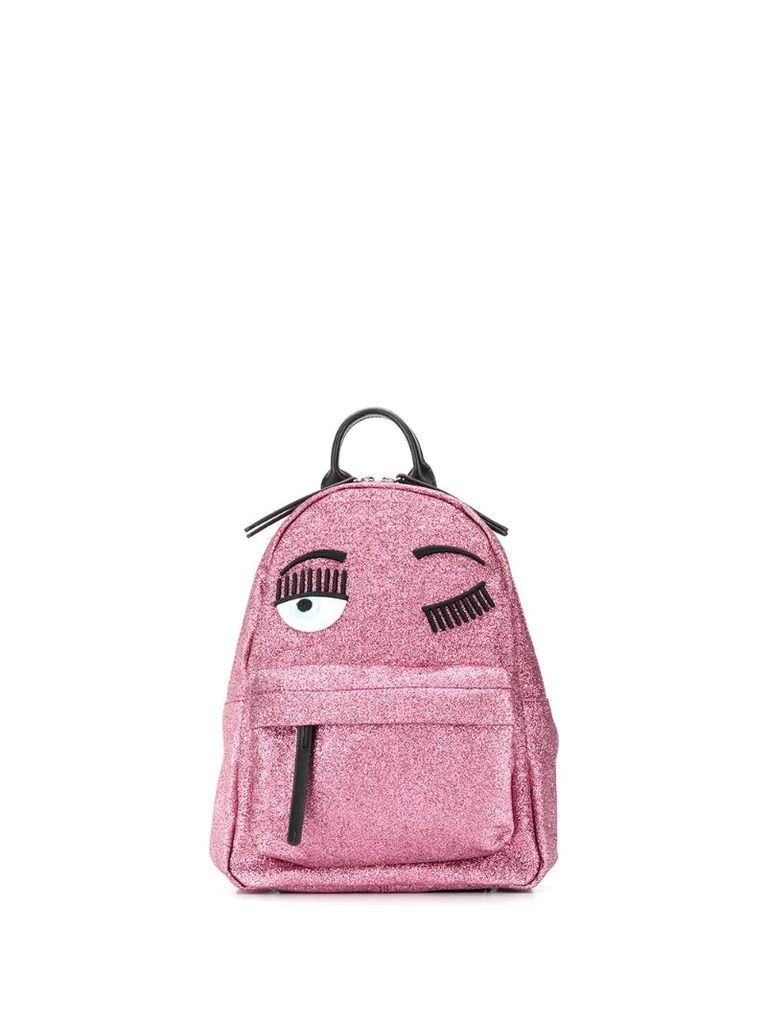 winking eye glitter backpack