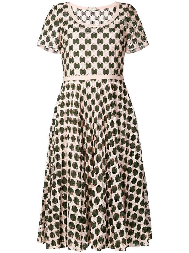 geometric print flared dress
