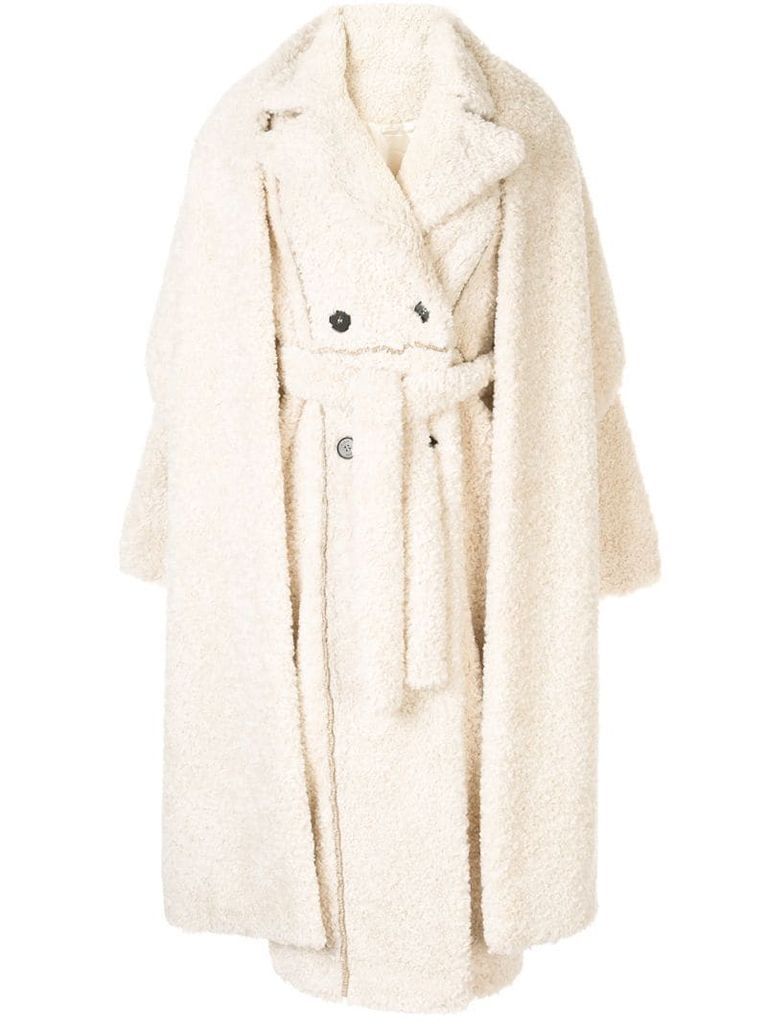 layered faux-fur coat