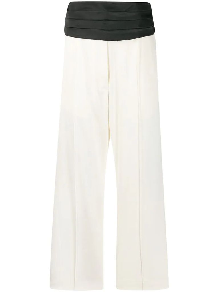 two-tone cropped trousers