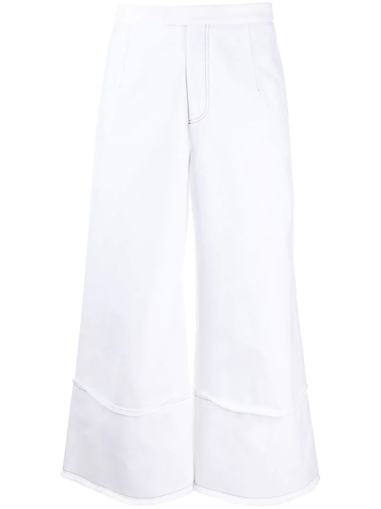 raw edge wide trousers