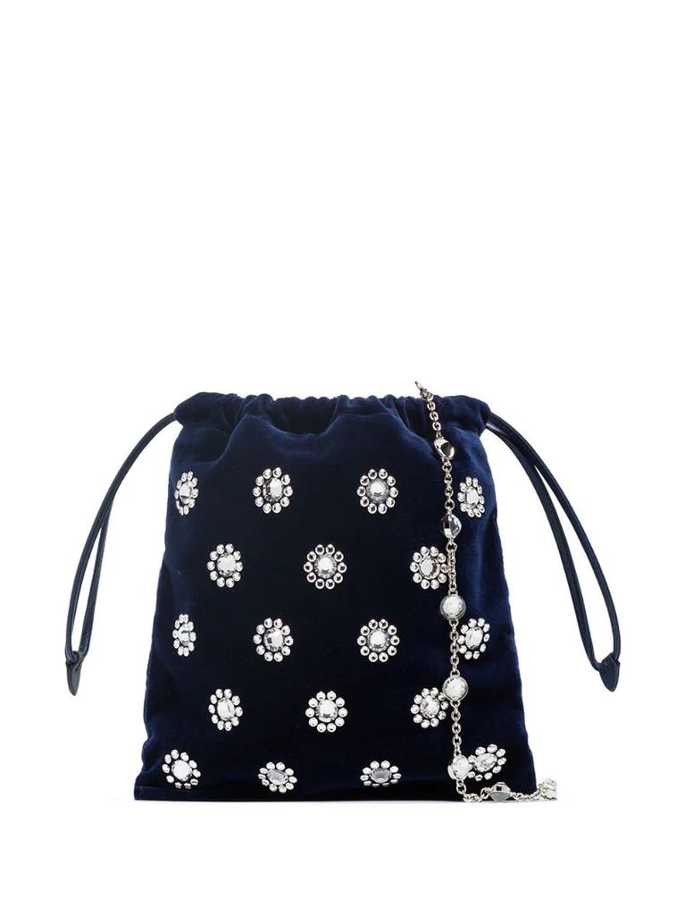 Starlight crystal-embellished velvet shoulder bag