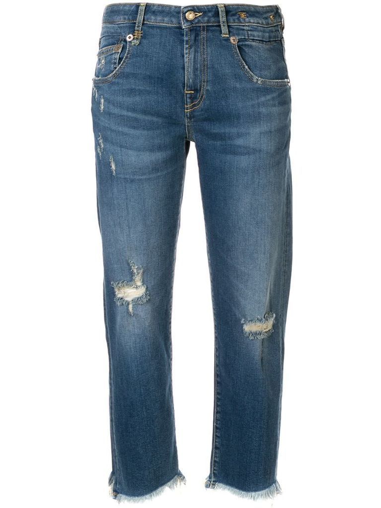 straight cut distressed jeans