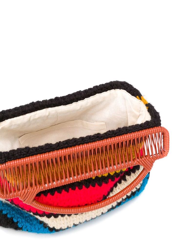 striped knit tote bag