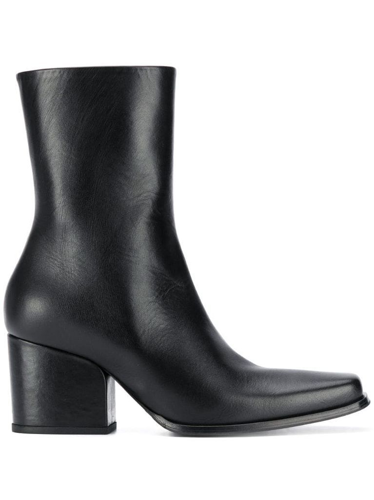 calf-length leather boots