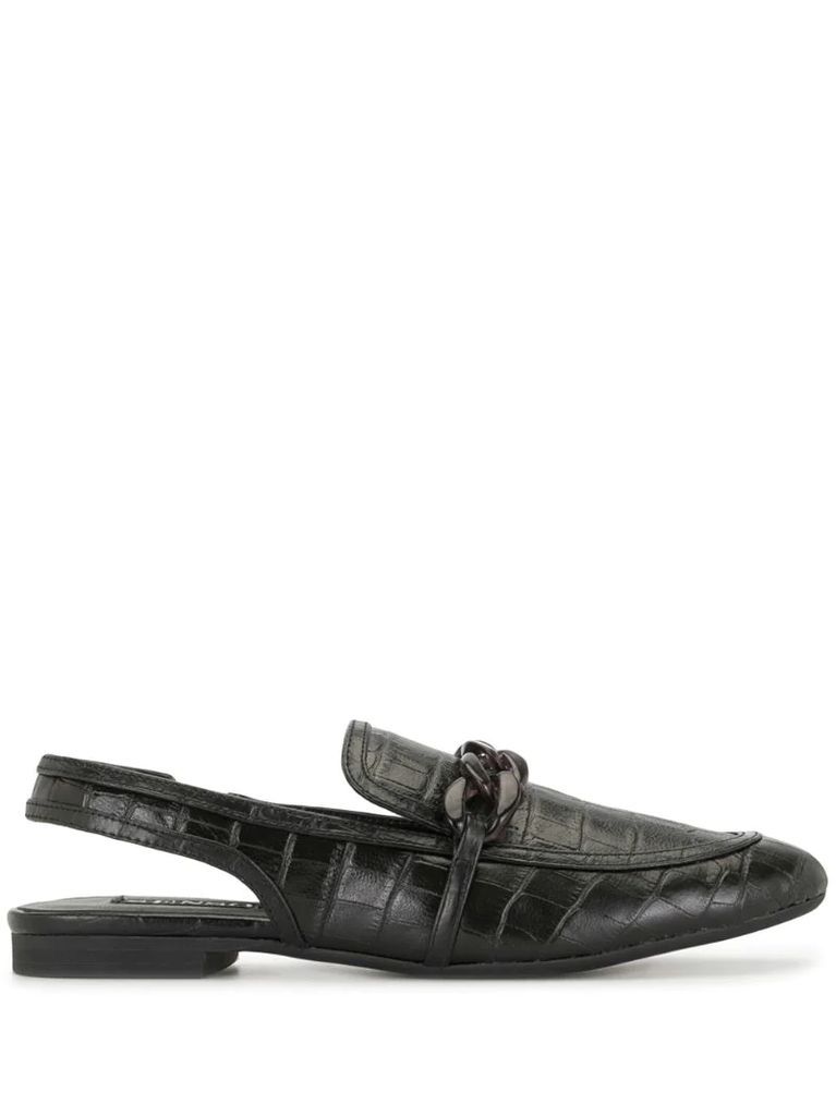 chain-link sling back loafers