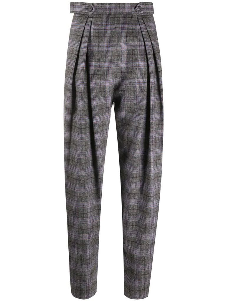high waited check pattern trousers
