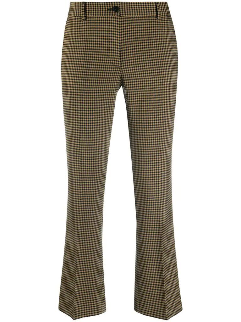 cropped gingham kickflare trousers