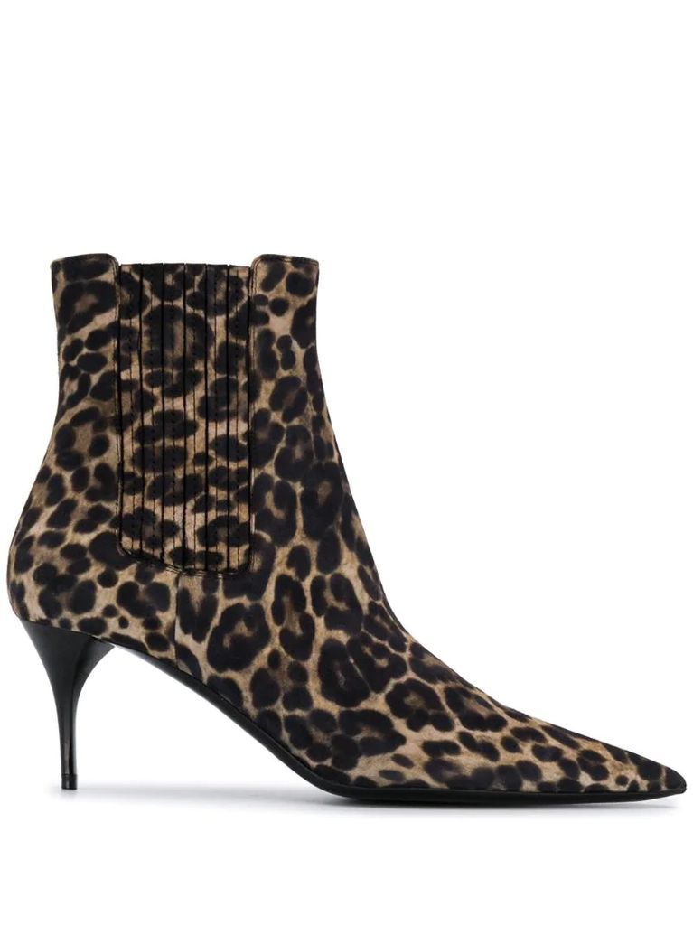 leopard-print heel booties