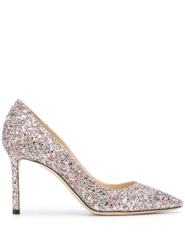 glitter pumps with stiletto heel