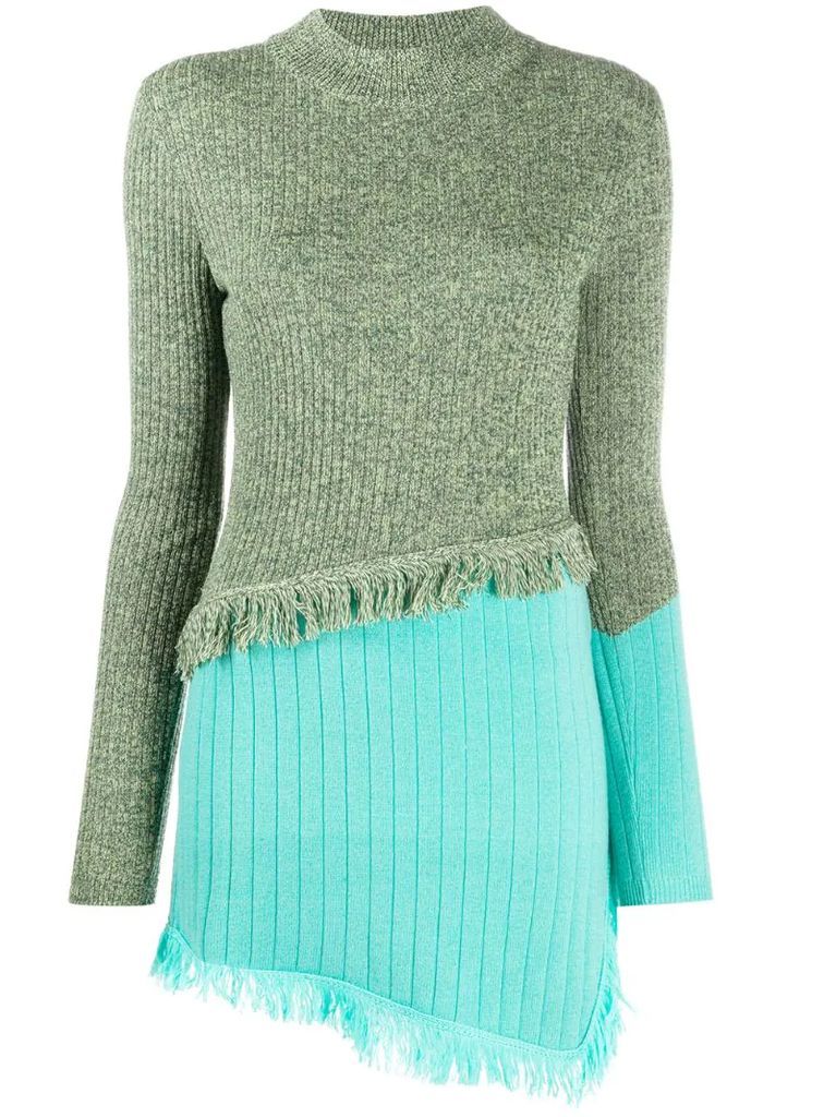 Asymmetrical Color Blocking Sweater