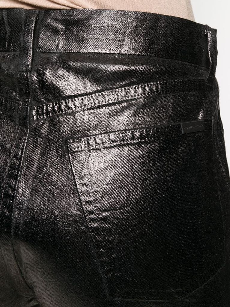 faux-leather slim fit shorts