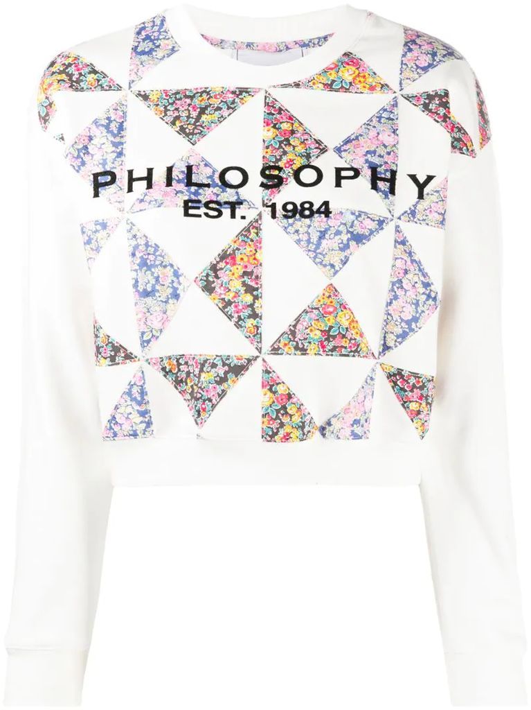 floral print patchwork sweatshirt