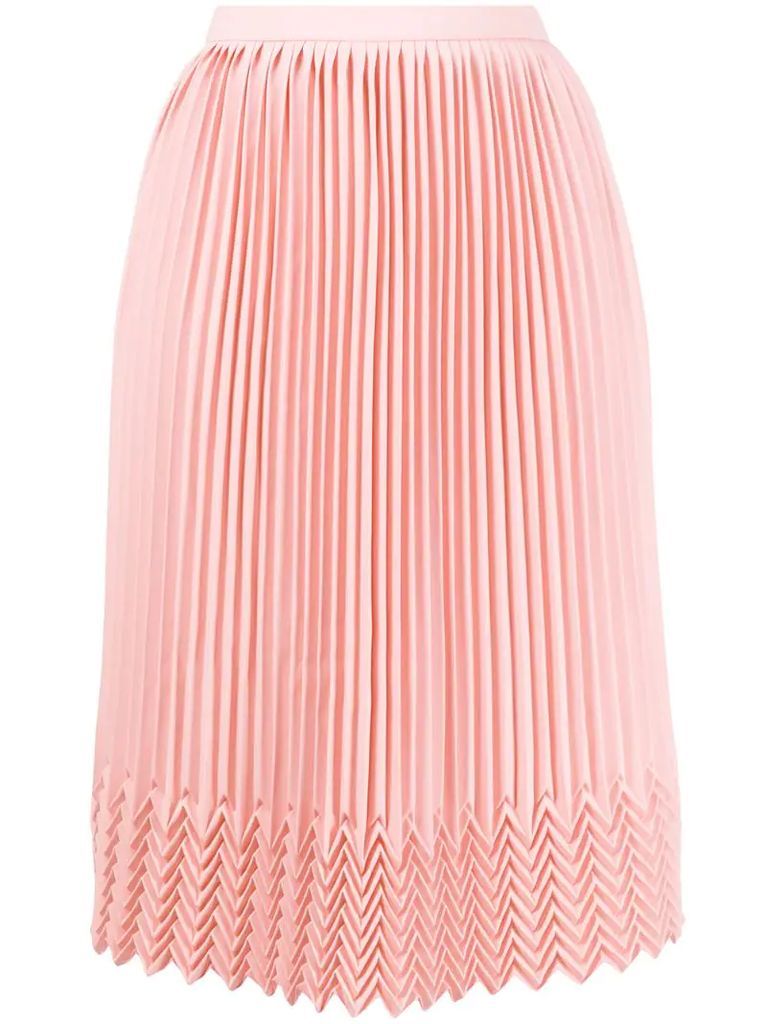 chevron detail pleated skirt