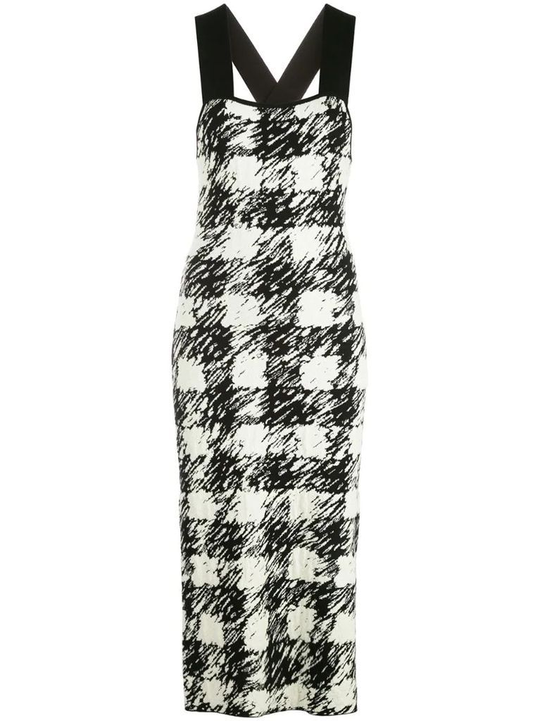 gingham pattern knit dress