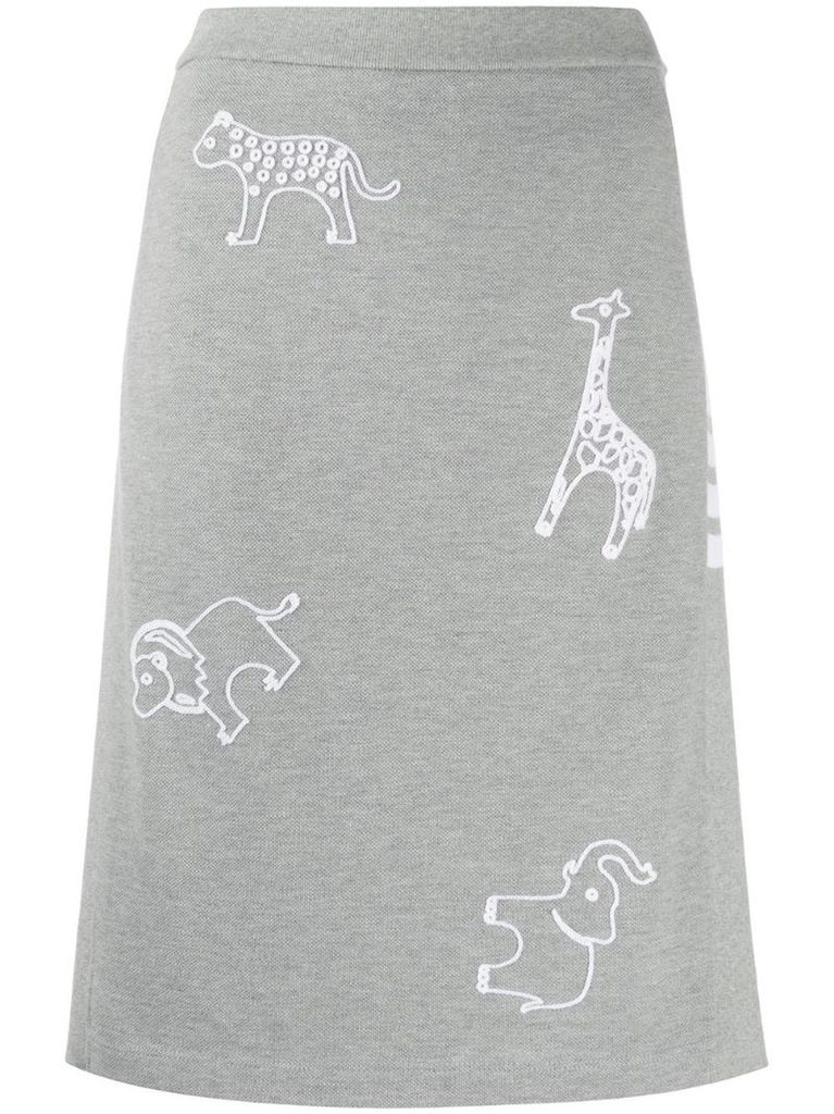 animal-embroidery straight skirt