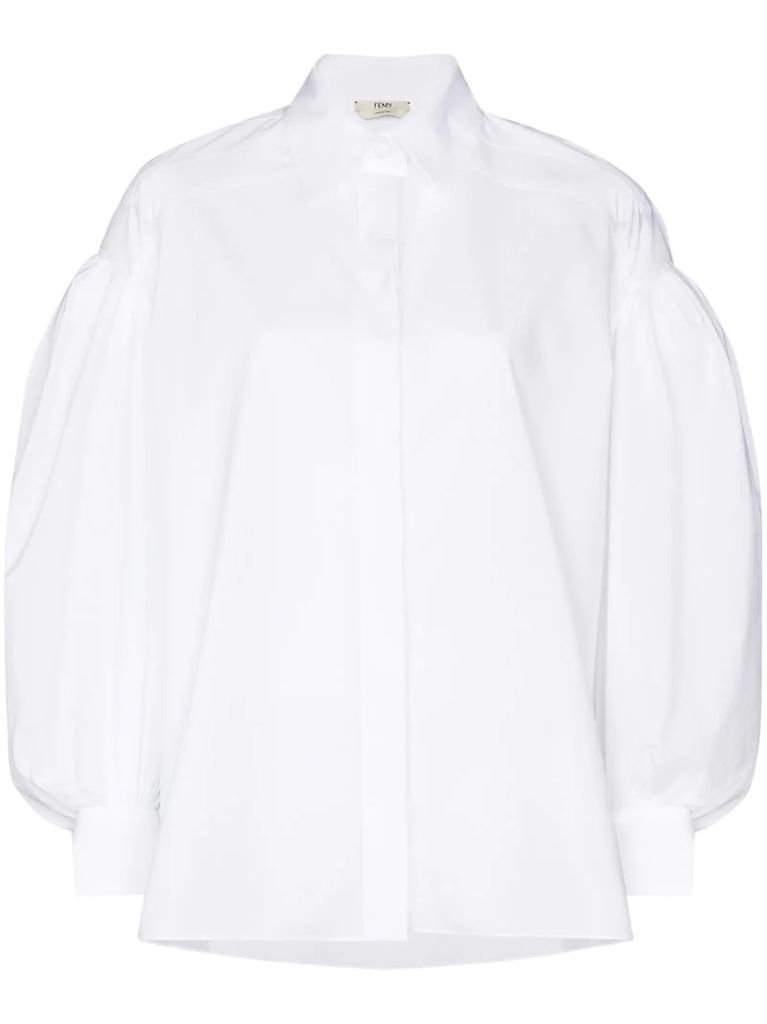 puff-sleeve cotton shirt