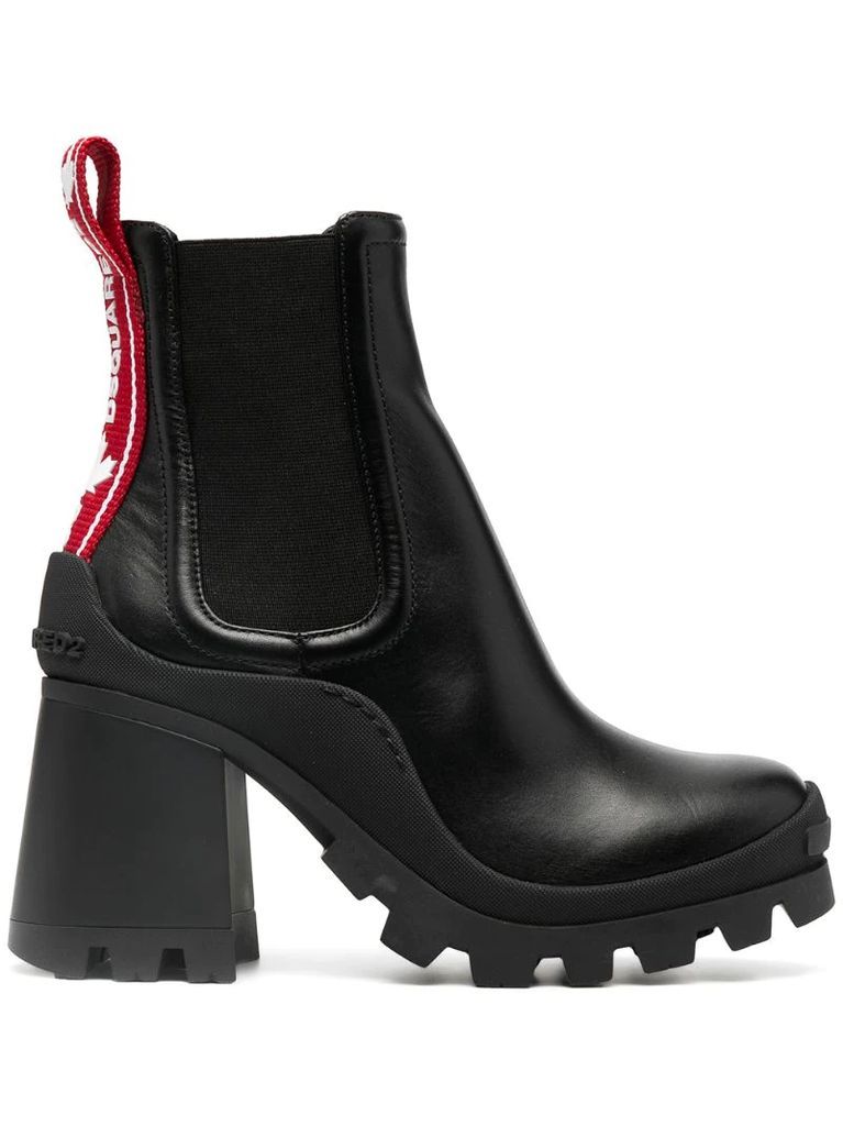 branded pull-tab ankle boots