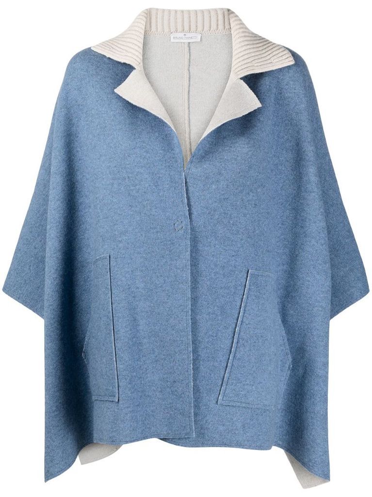 notched-lapel knitted cape