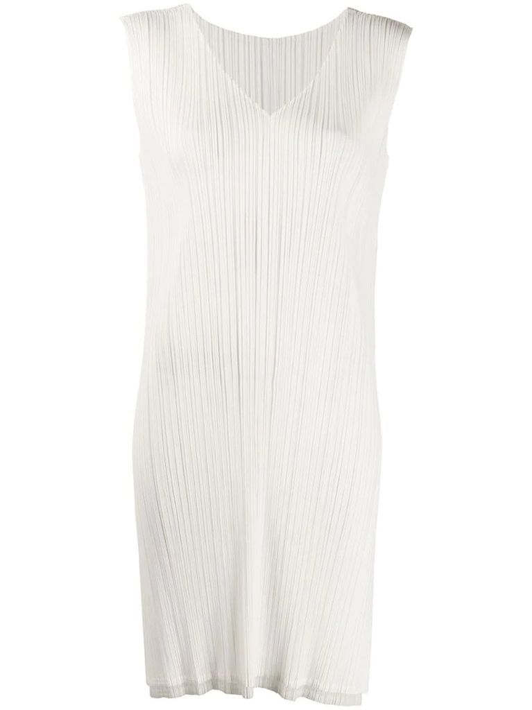 micro-pleated side slit dress