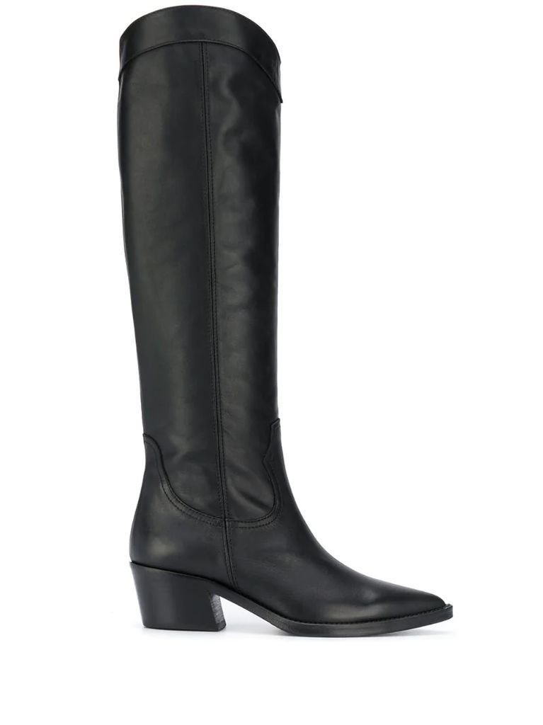 pointed-toe knee-length boots