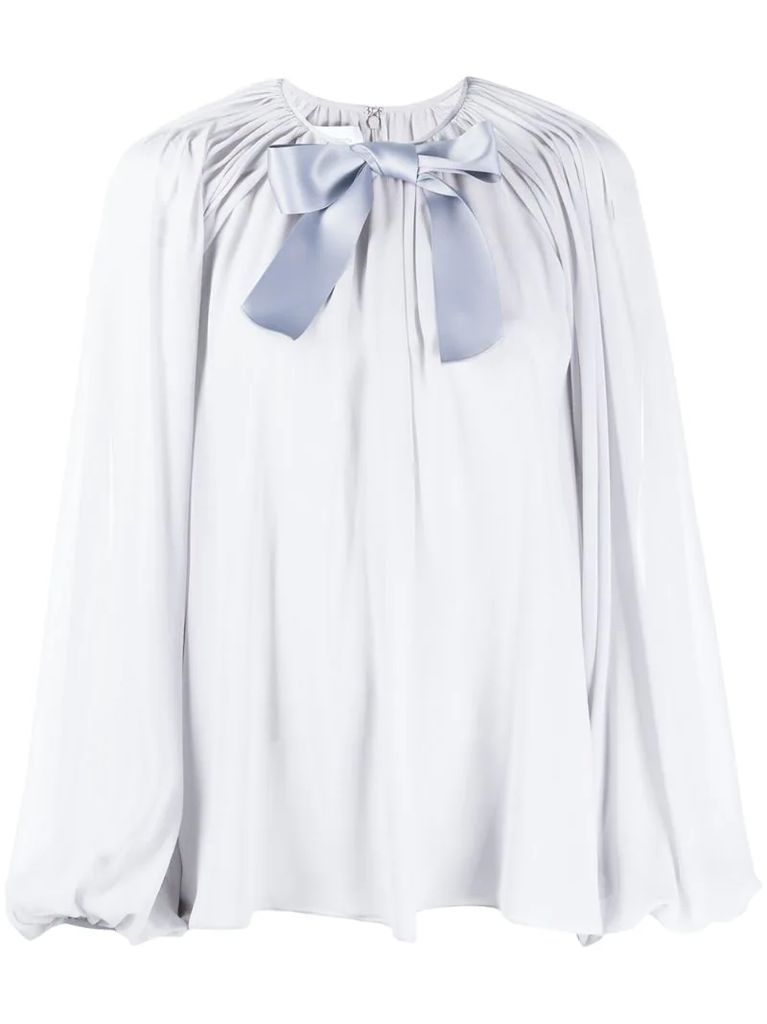 silk bow front blouse