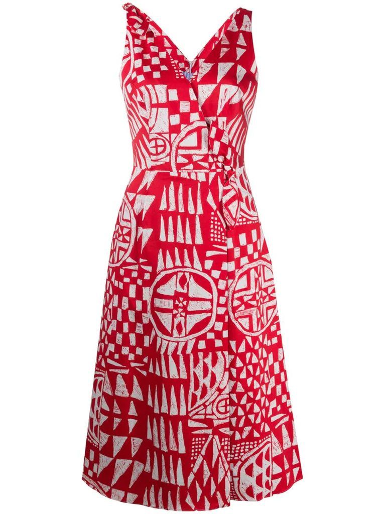 geometric print midi dress