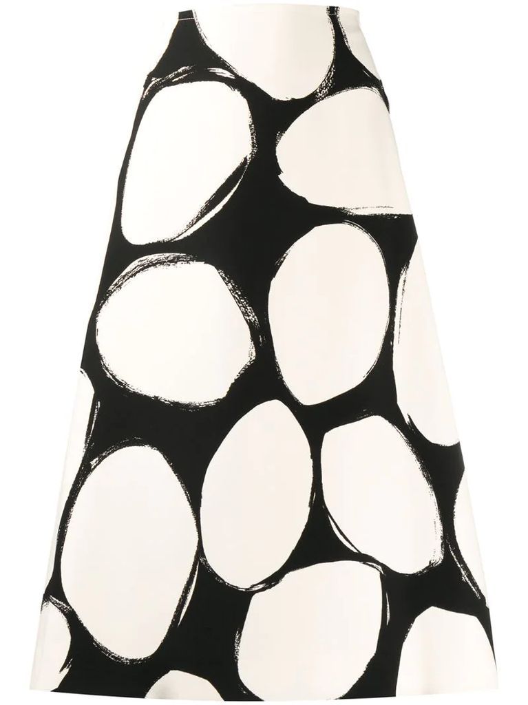 graphic print A-line skirt