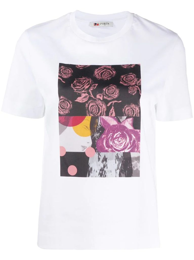 roses-print crew neck T-shirt