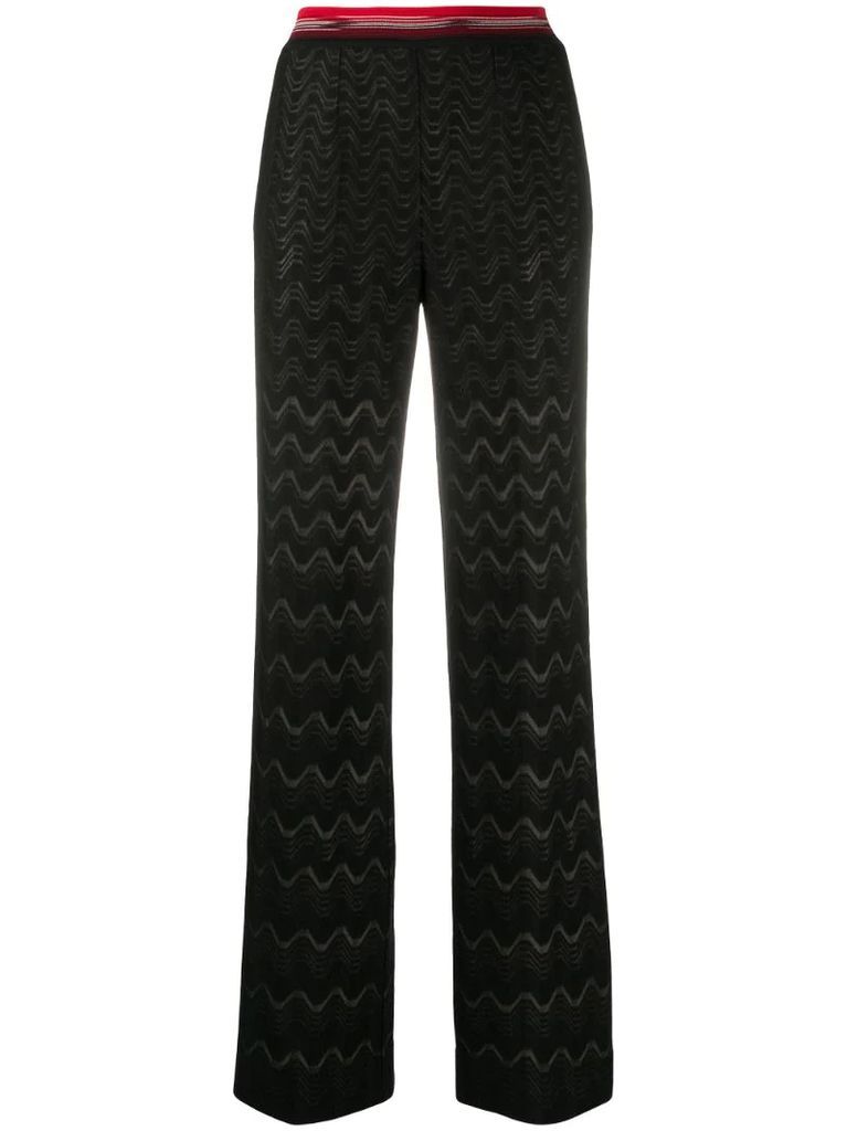 geometric-pattern knit trousers