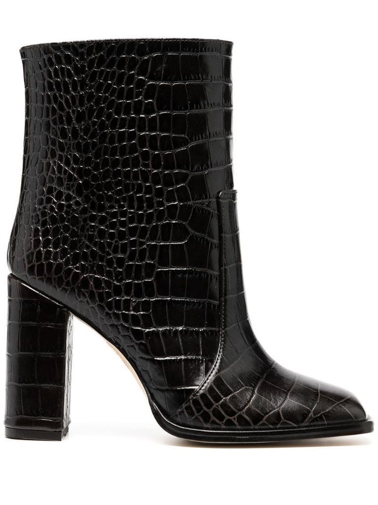crocodile embossed ankle boots