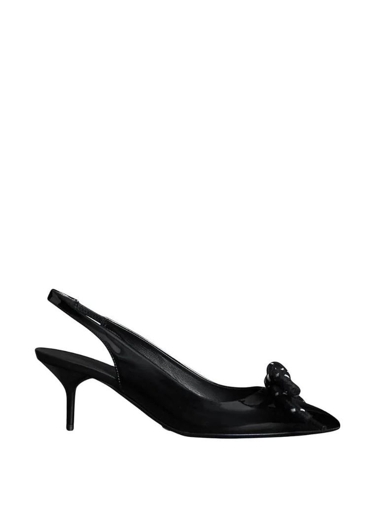Rope Detail Patent Leather Slingback Pumps