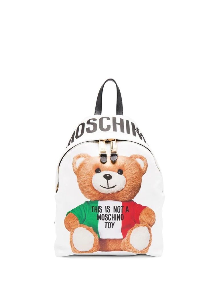 logo-print teddy backpack
