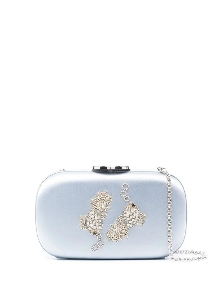 Pisces crystal and beaded embellished clutch
