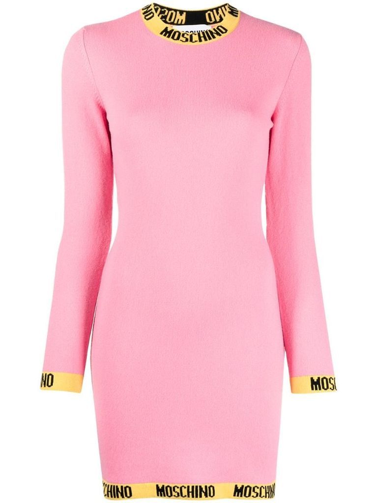 logo trim knitted dress