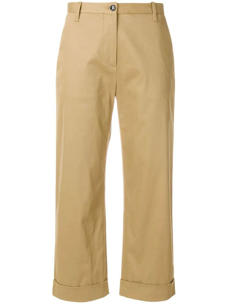 cropped turn up trousers