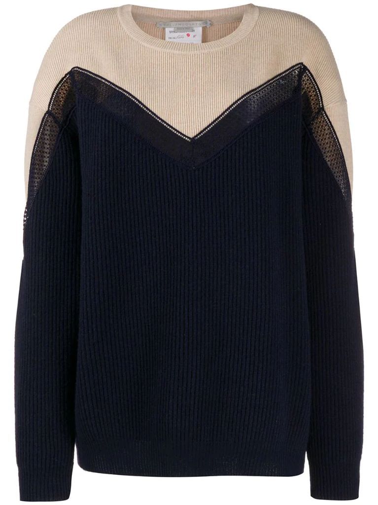 two-tone chevron knitted jumper
