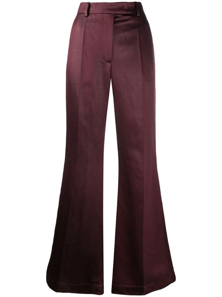 flared pleat front trousers