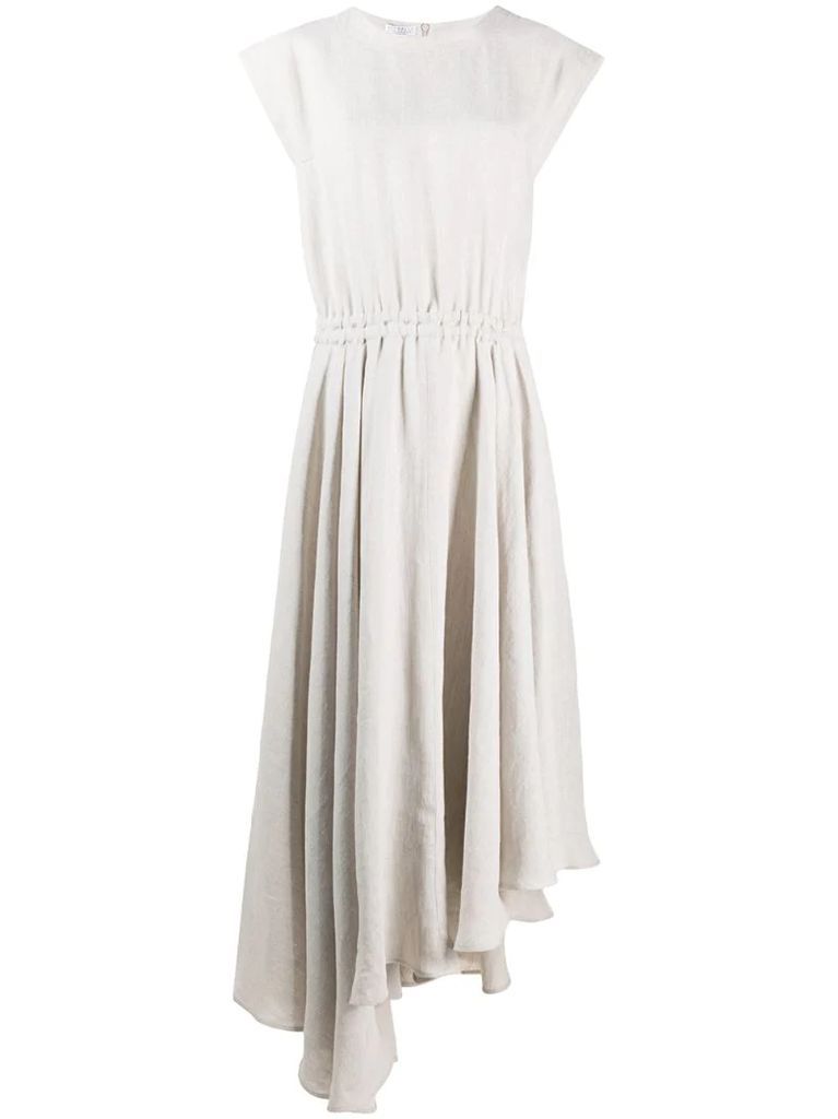 asymmetric linen midi dress